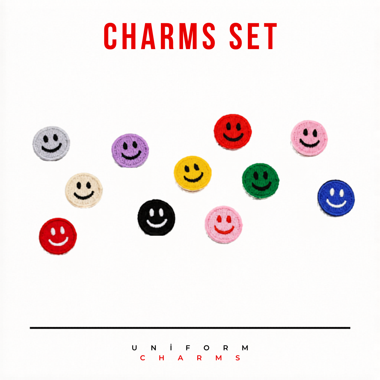 Uniform Charms™ Smiley Seti (12'li) Broş Charm