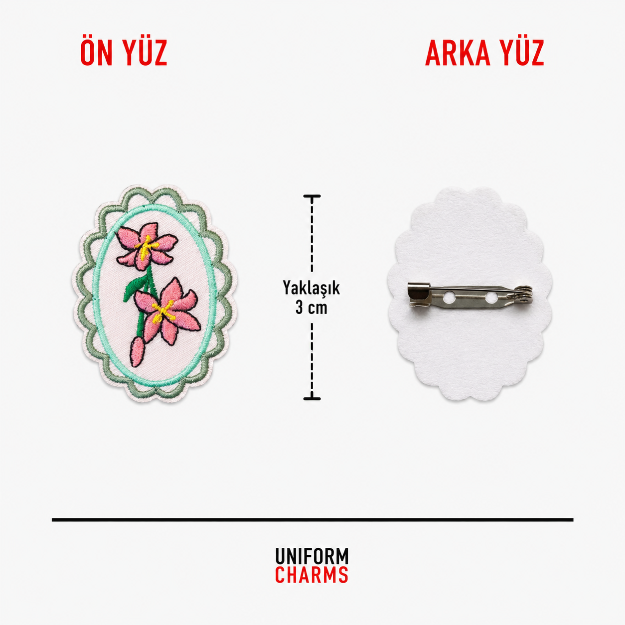 Uniform Charms™ Zambak Çiçeği (Oval Çerçeve) Broş Charm