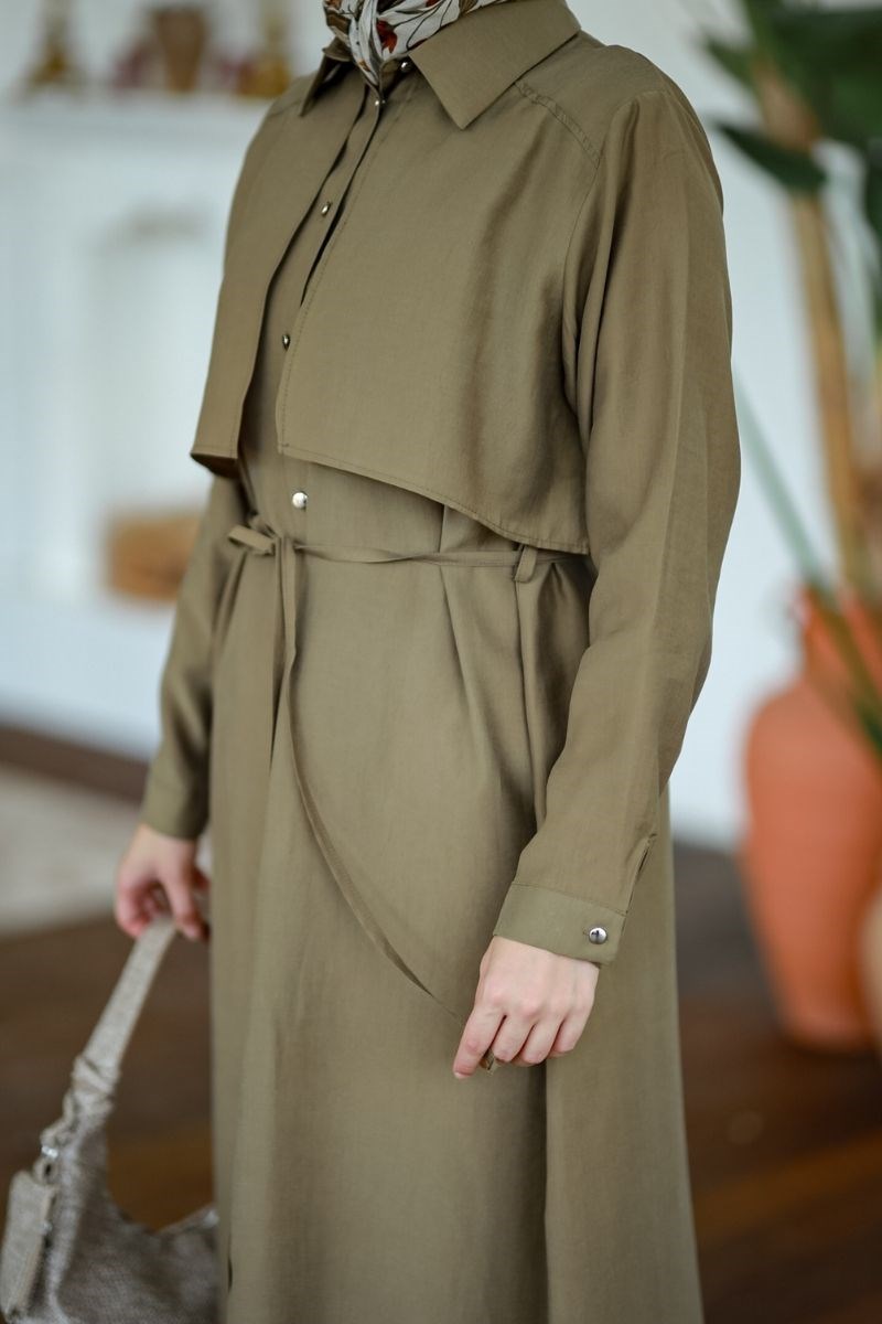 Allerli Uzun Tesla Tunik Olive