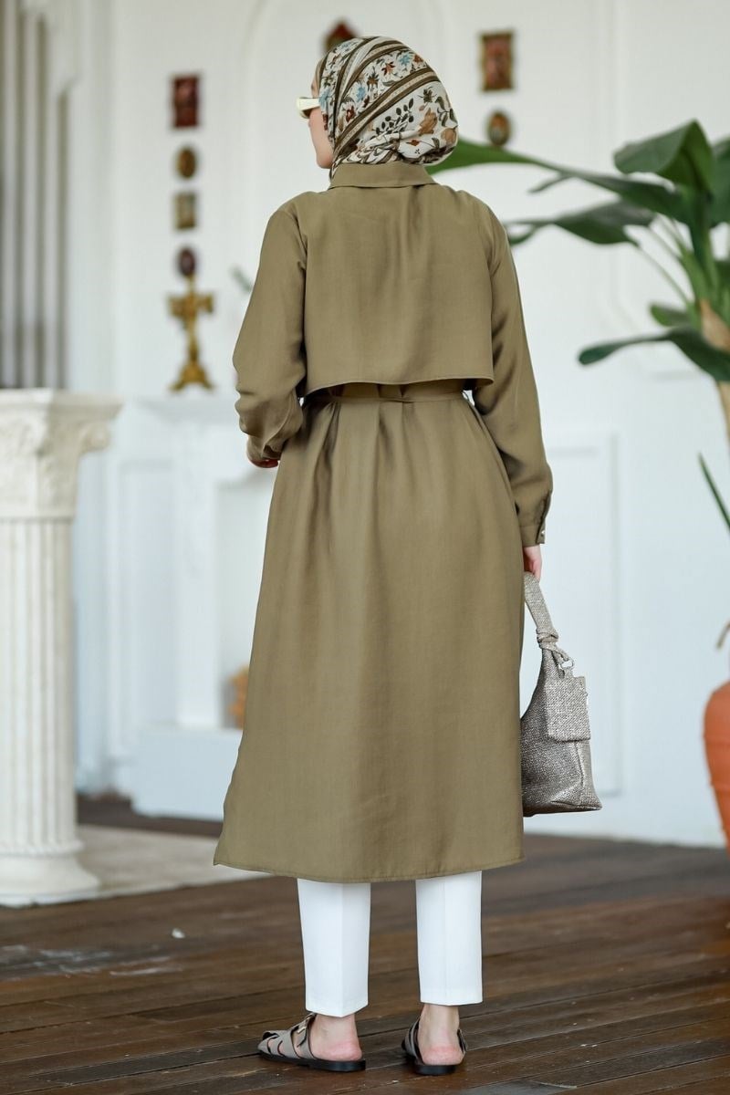 Allerli Uzun Tesla Tunik Olive
