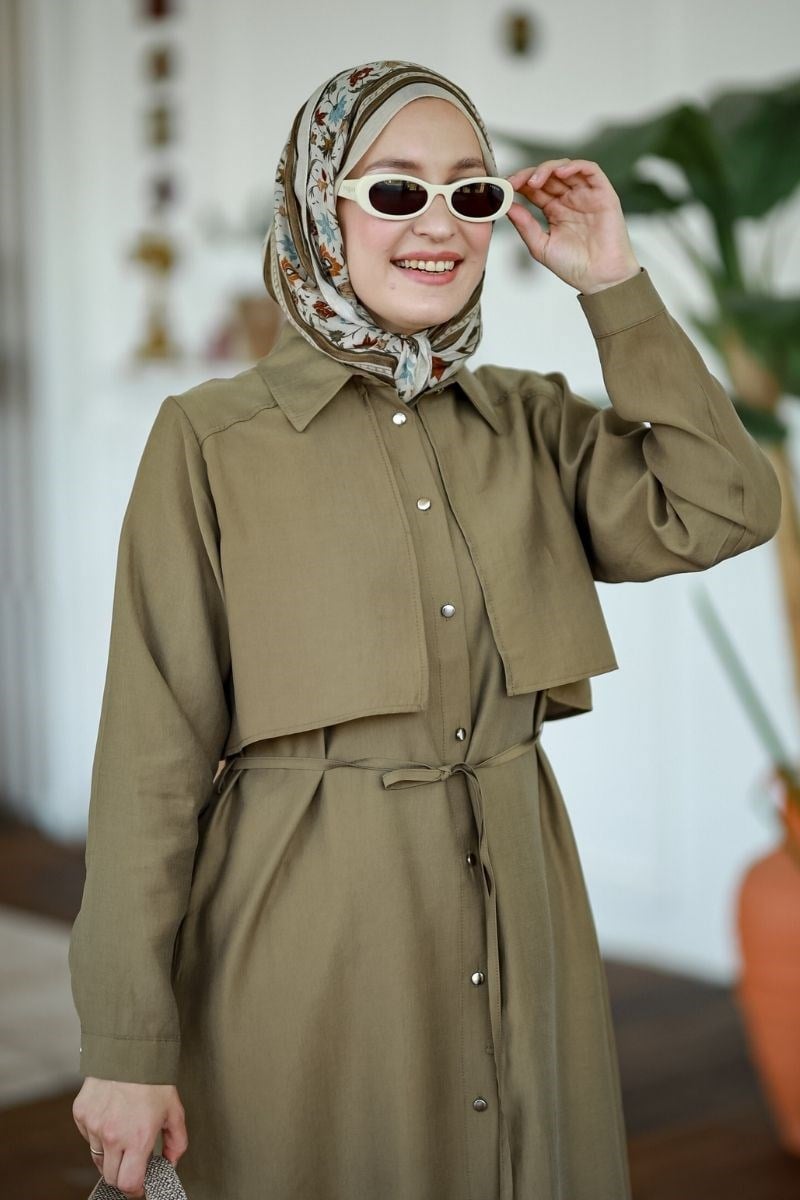 Allerli Uzun Tesla Tunik Olive
