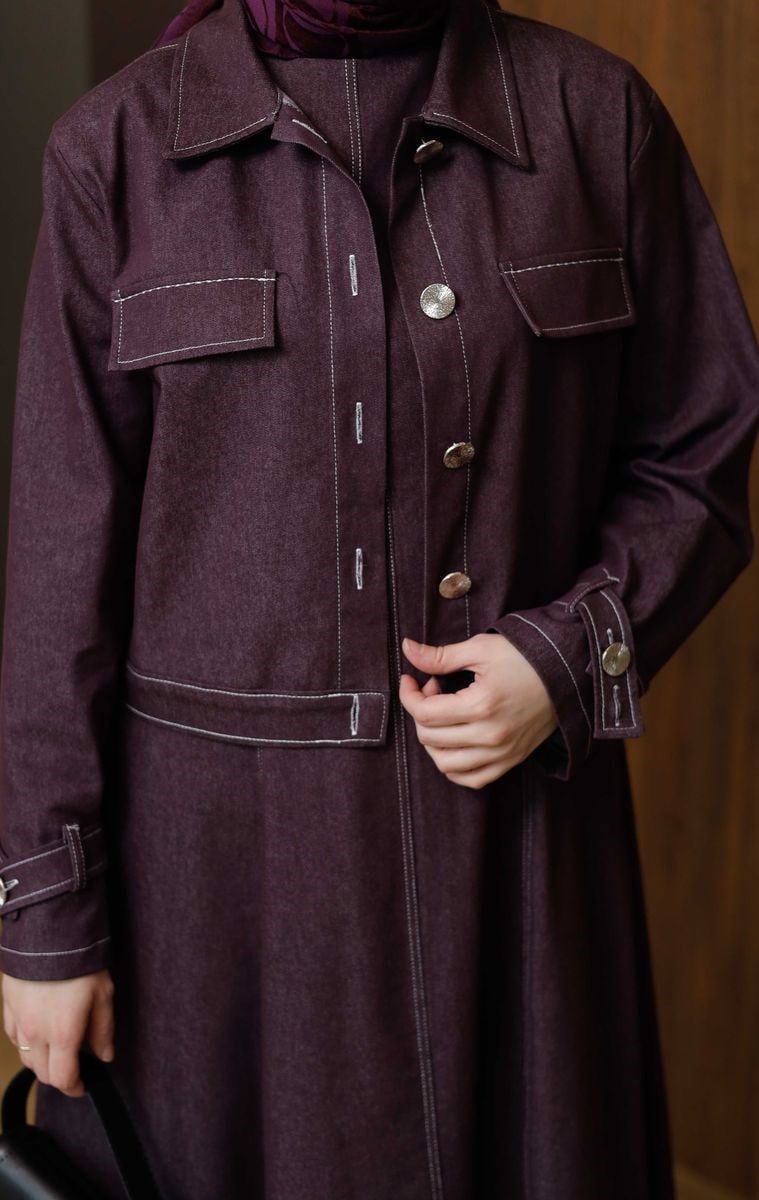 Kot Jile Elbise Bordo