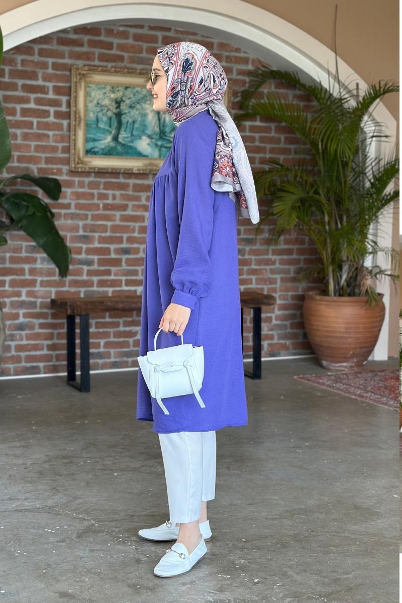 Lavin Önü Britli Tunik Mor