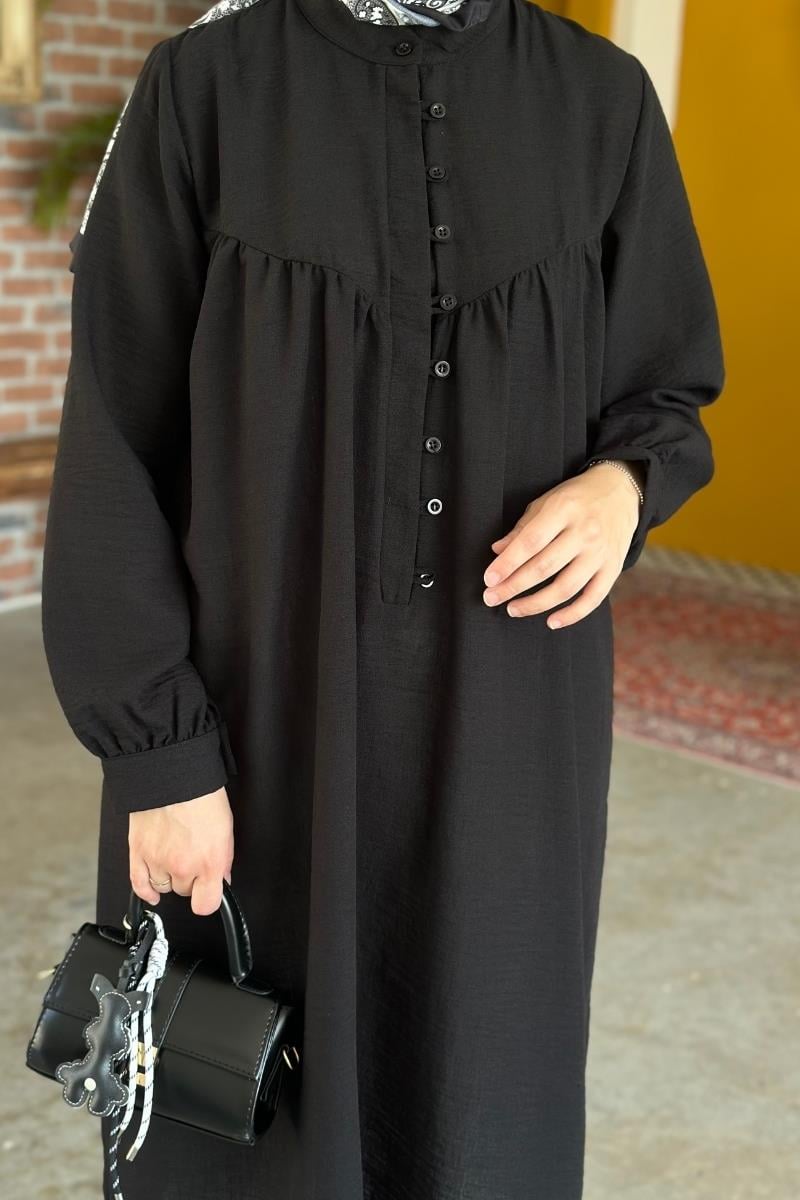 Lavin Önü Britli Tunik Siyah