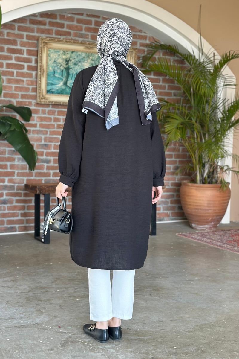 Lavin Önü Britli Tunik Siyah