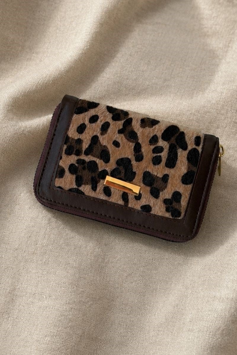 Leopar Desen Cüzdan Koyu Kahve
