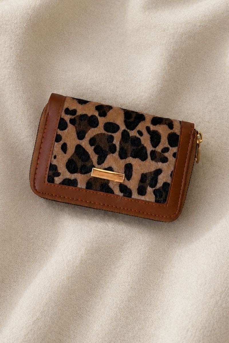 Leopar Desen Cüzdan Taba