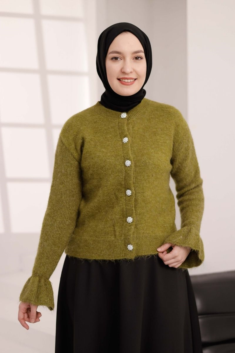 Leydi Triko Zeytin Yeşili
