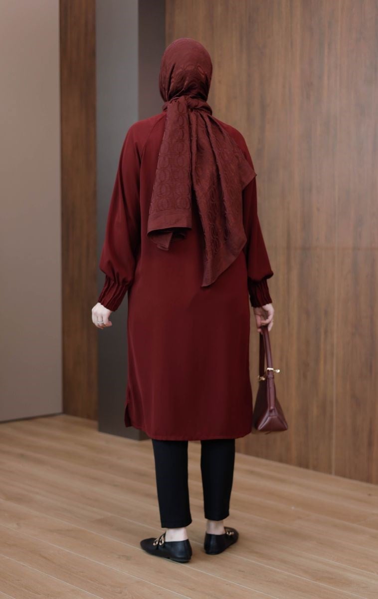 Lina Medine İpeği Uzun Tunik Bordo