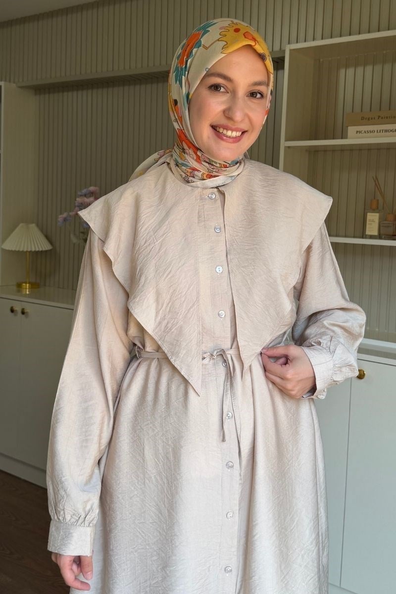 Linda Yakalı Çilek Uzun Tunik Taş