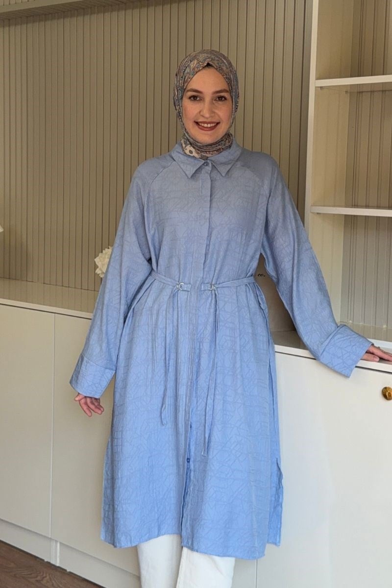 Nehir Kuşak Detaylı Tunik Mavi