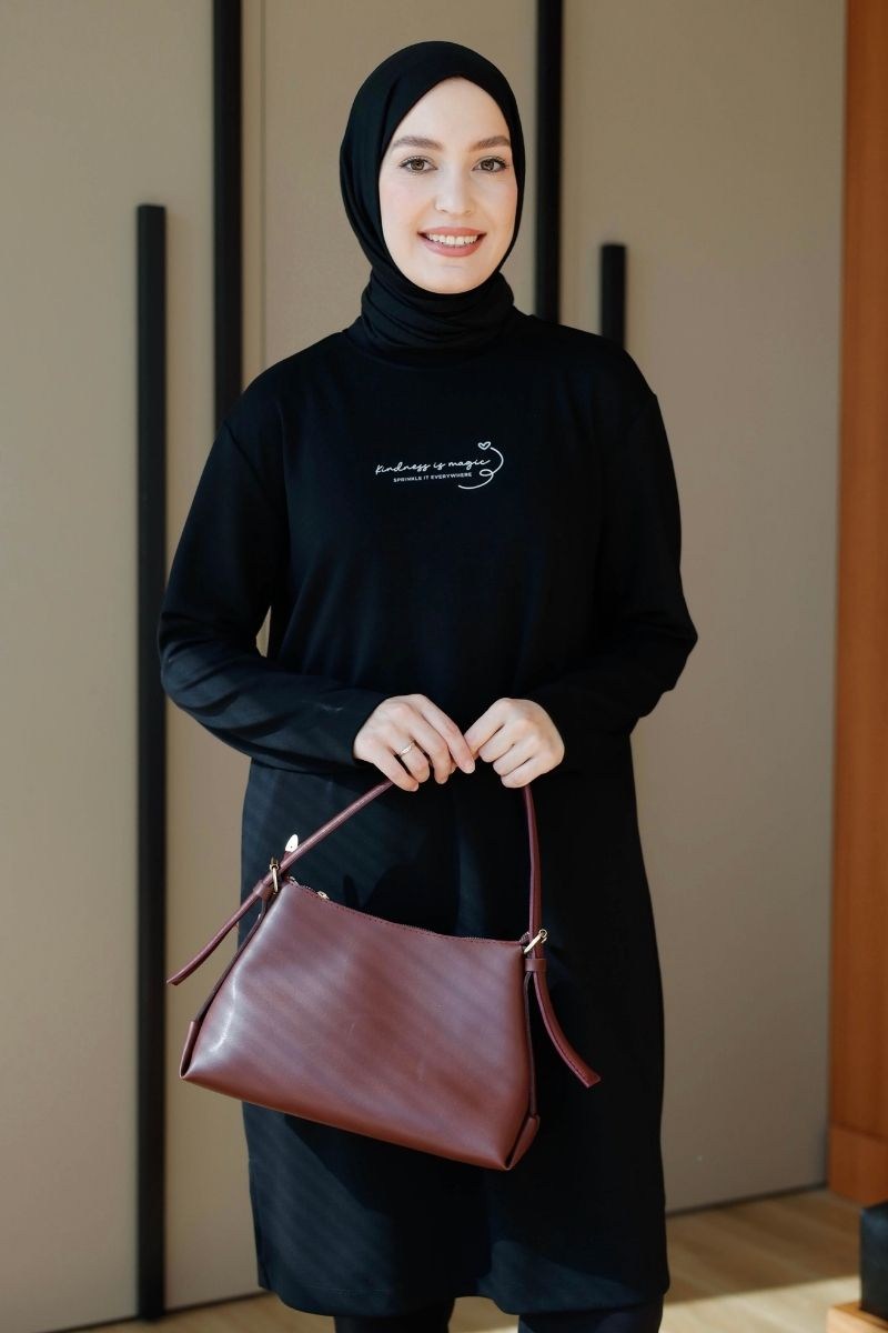 Önü Baskılı Oysho Sweat Siyah