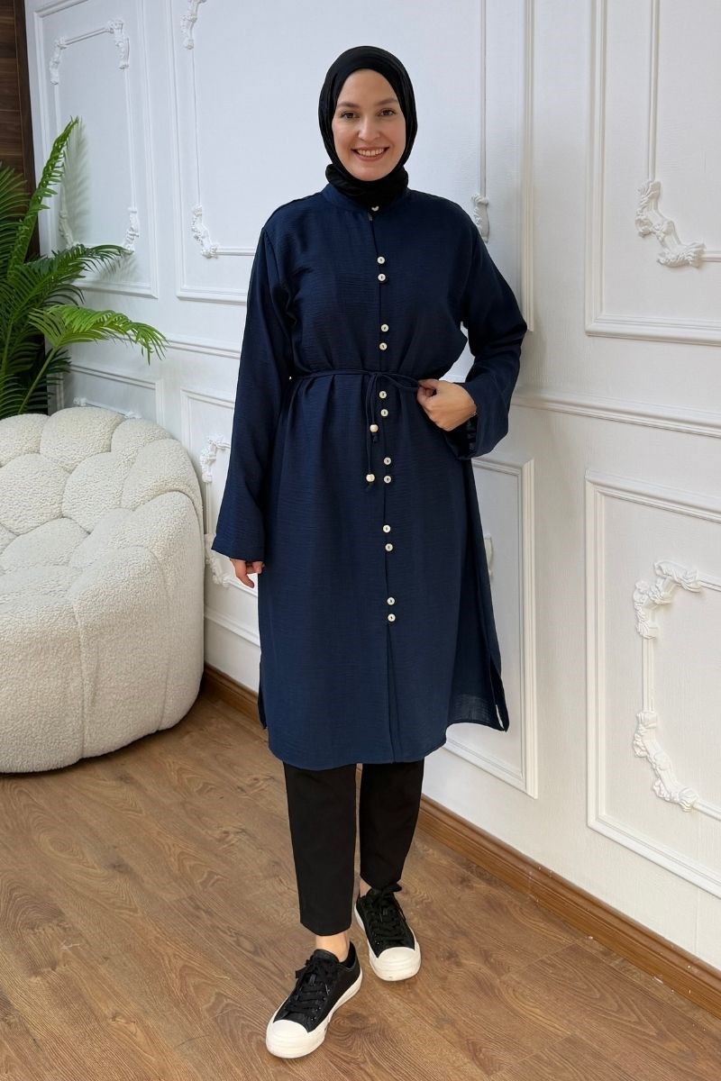 Önü Biritli Valentino Tunik Lacivert