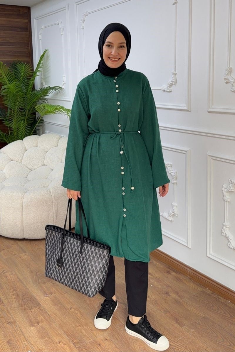 Önü Biritli Valentino Tunik Zümrüt