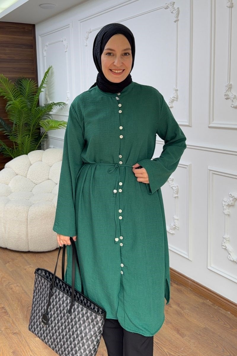 Önü Biritli Valentino Tunik Zümrüt