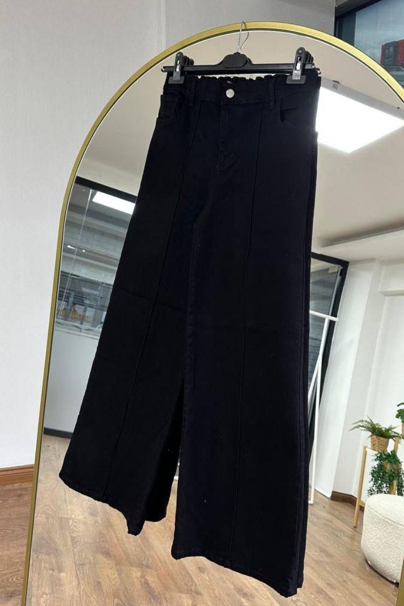 Palazzo Denim Pantolon Siyah