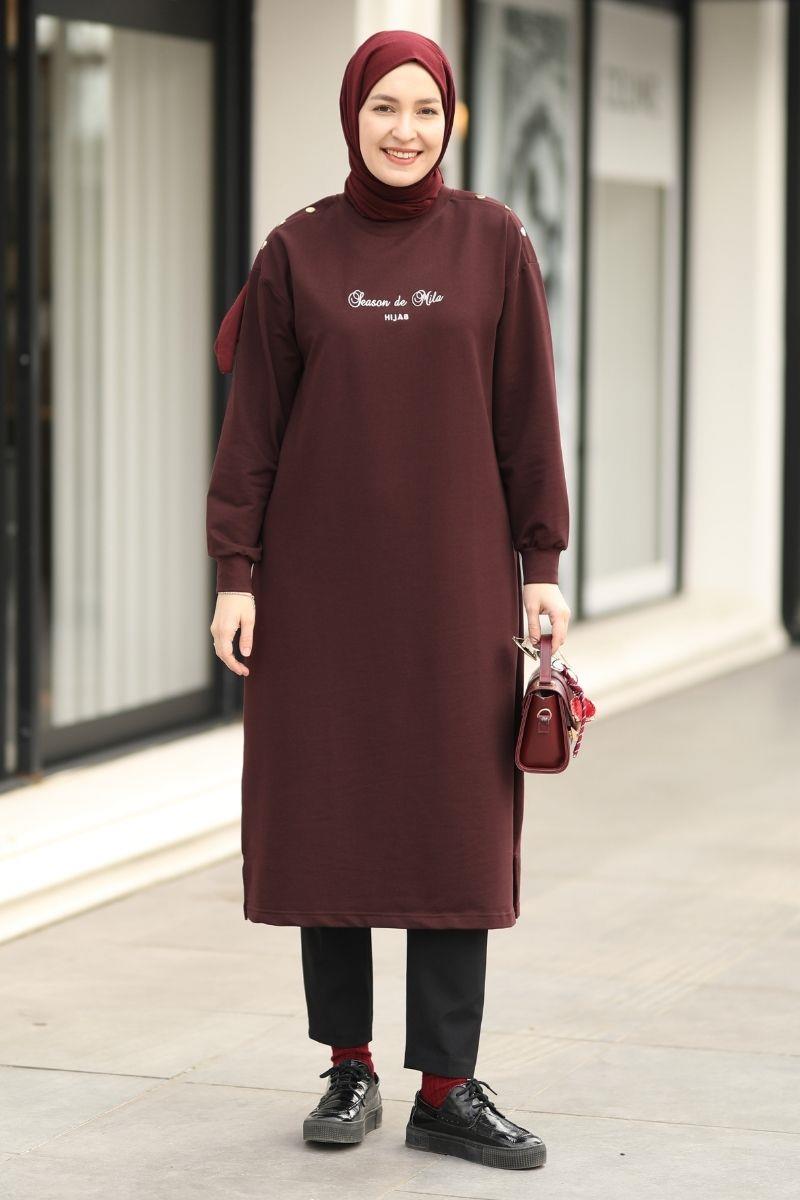 Season De Mila 120 cm Uzun Tunik Vişne