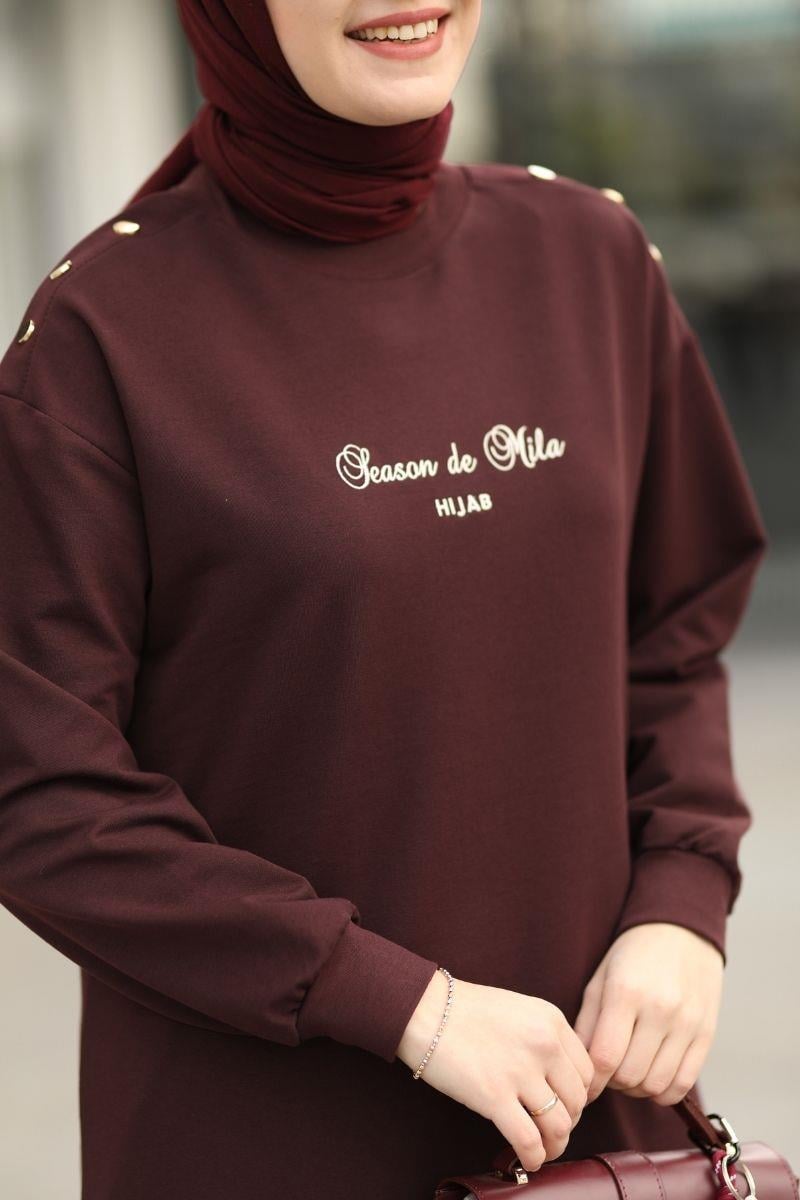 Season De Mila 120 cm Uzun Tunik Vişne