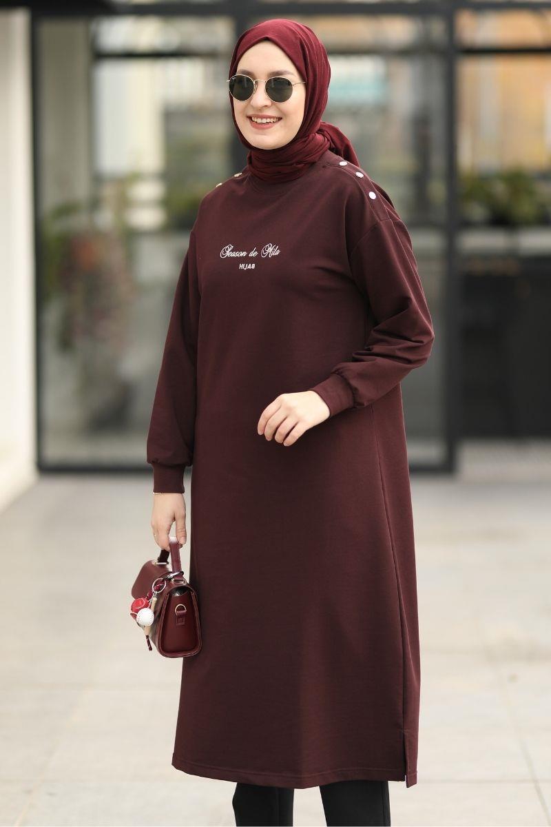 Season De Mila 120 cm Uzun Tunik Vişne