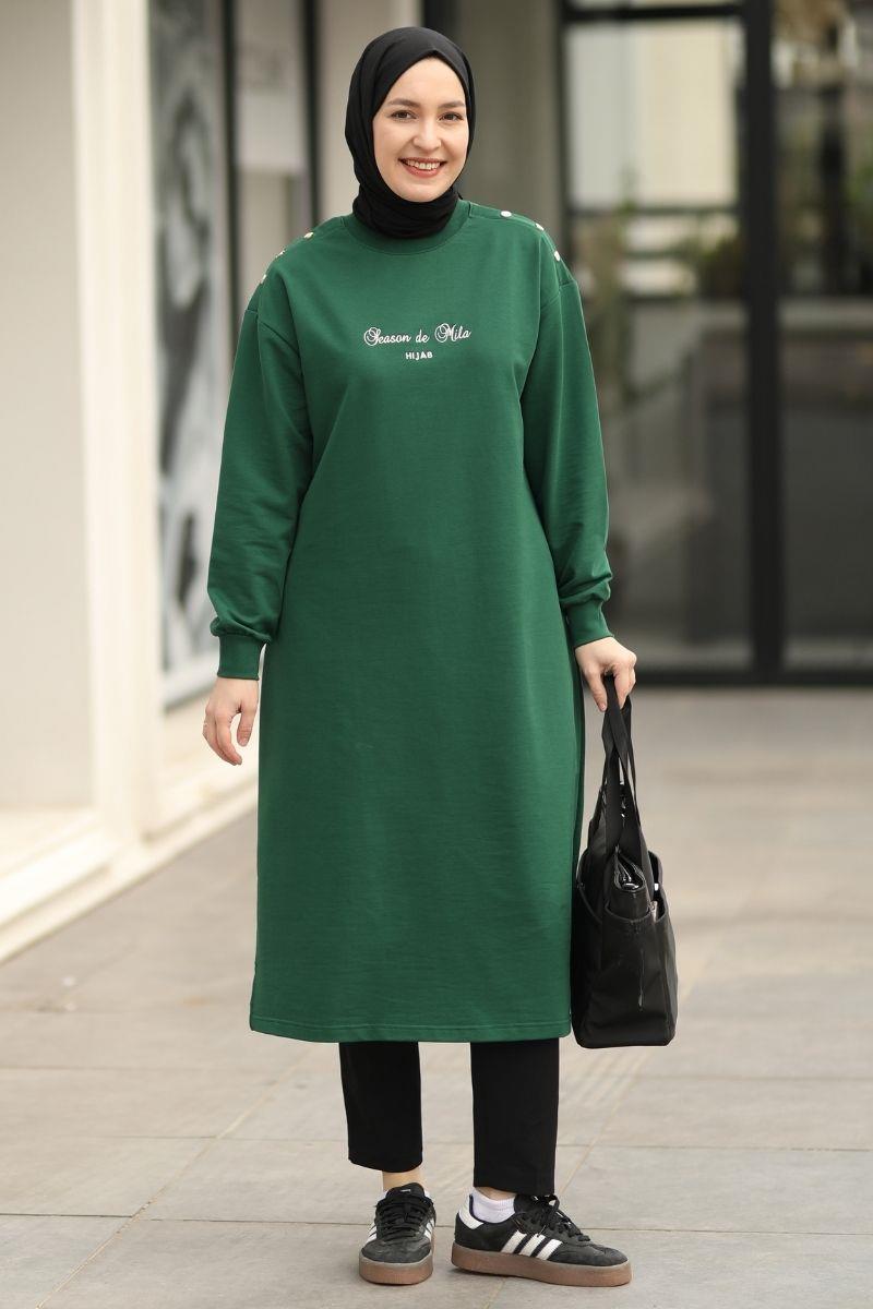 Season De Mila 120 cm Uzun Tunik Zümrüt