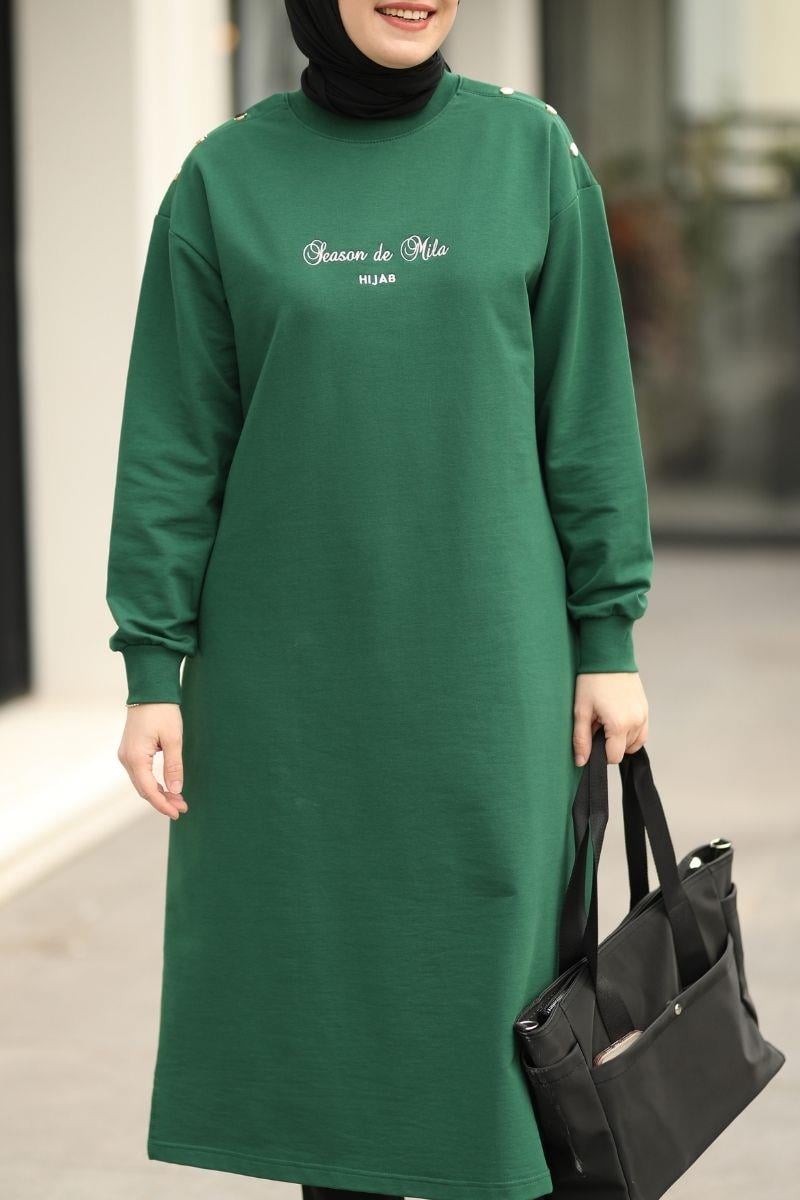 Season De Mila 120 cm Uzun Tunik Zümrüt