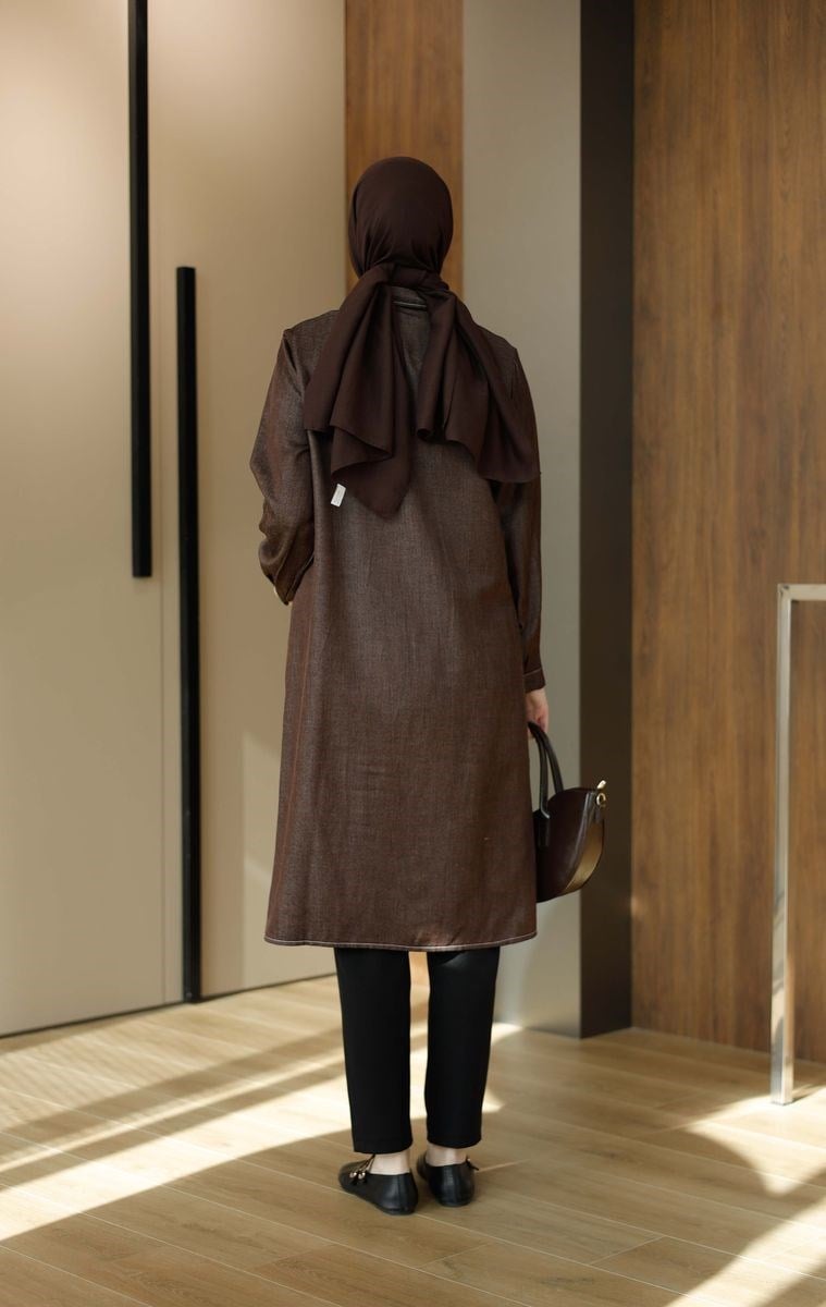 Soft Denim Uzun Tunik Kahve
