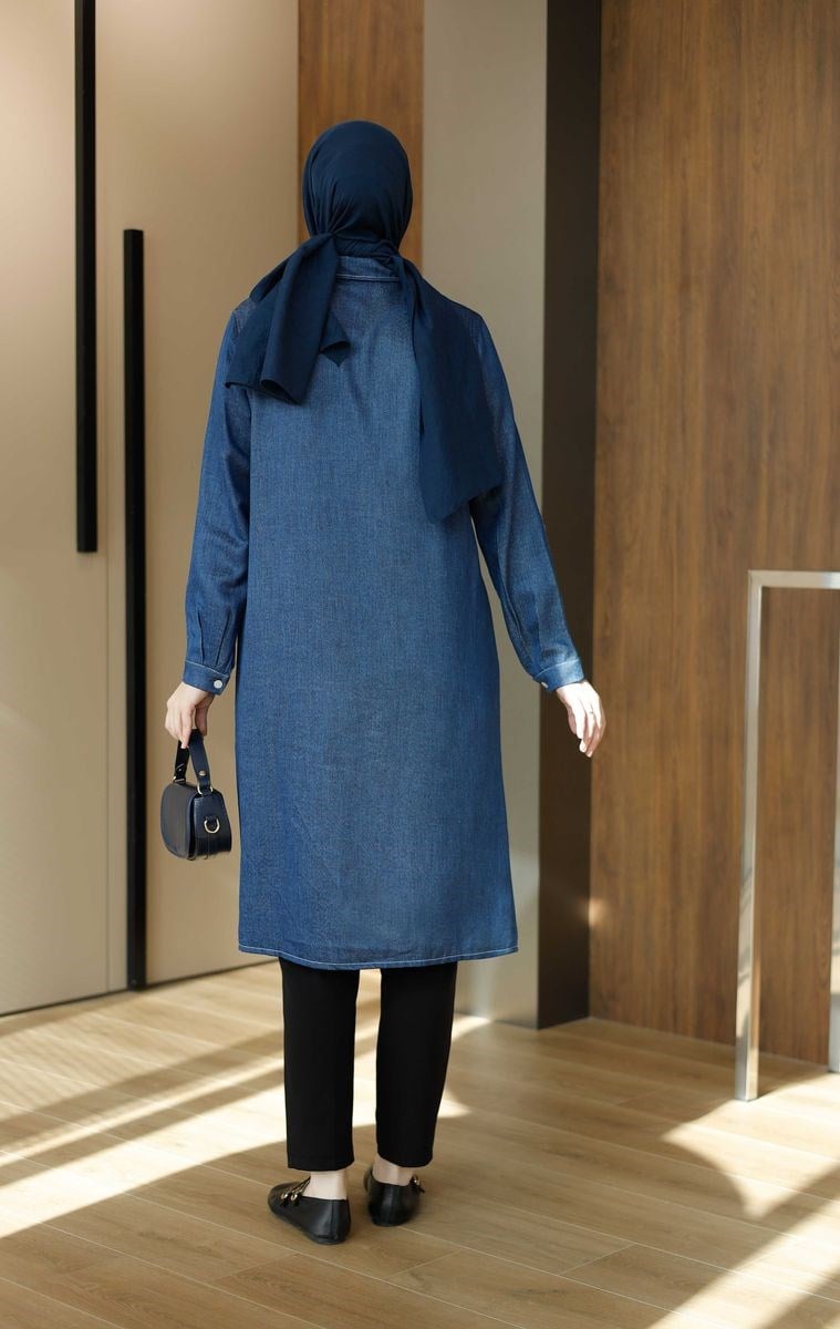 Soft Denim Uzun Tunik Mavi