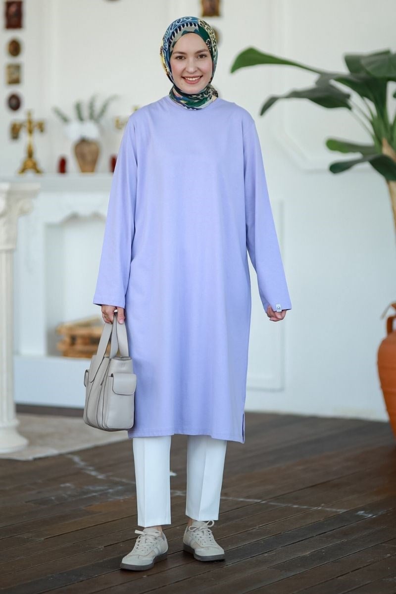 Summer Basic Uzun Tunik Buz Menekşe