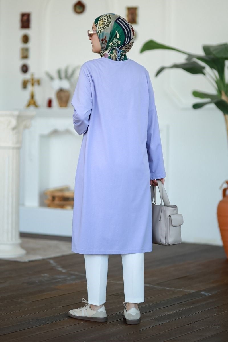 Summer Basic Uzun Tunik Buz Menekşe