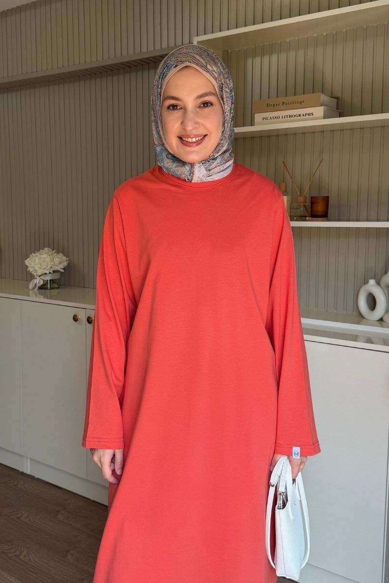 Summer Basic Uzun Tunik Şeftali