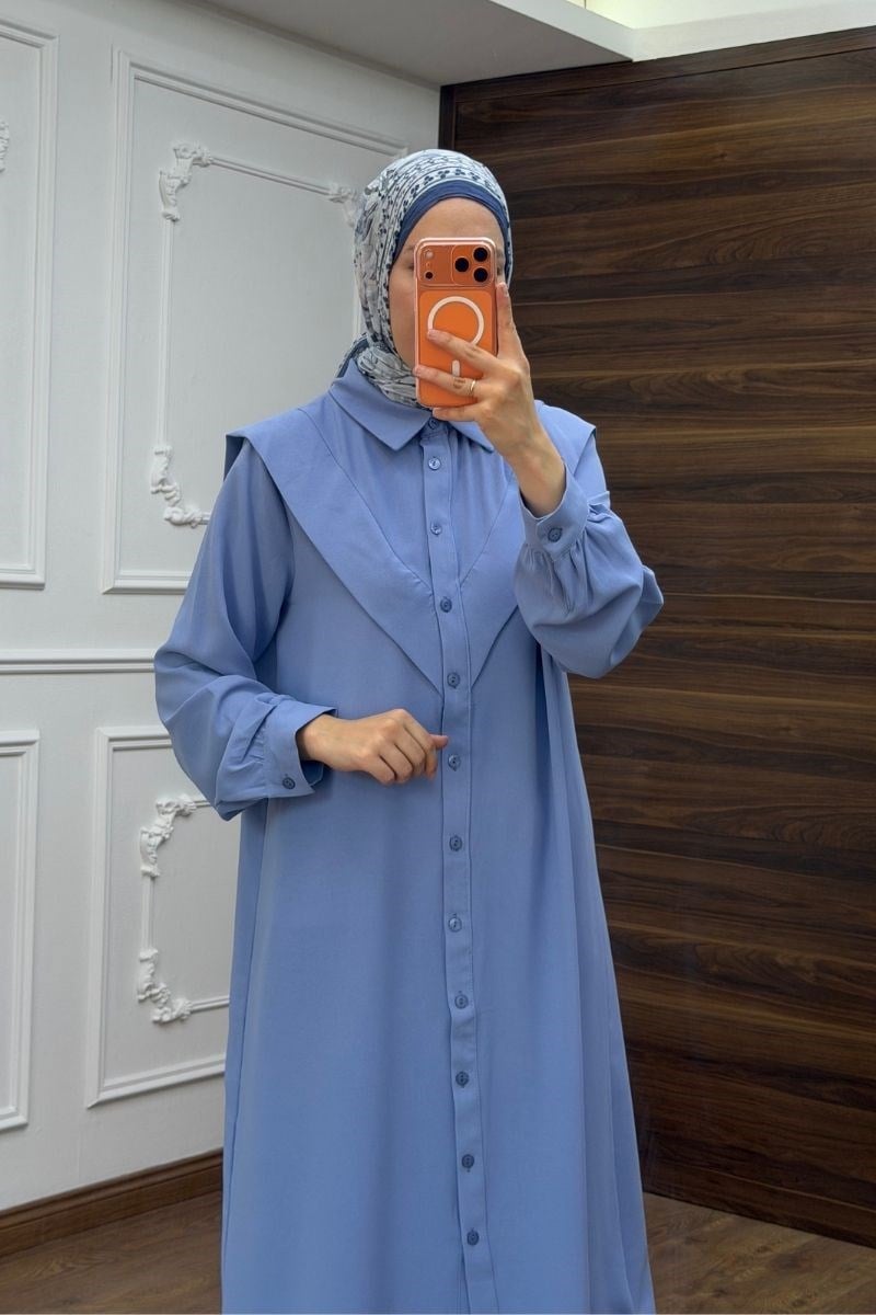 V Pervazlı Linda Takım Mavi