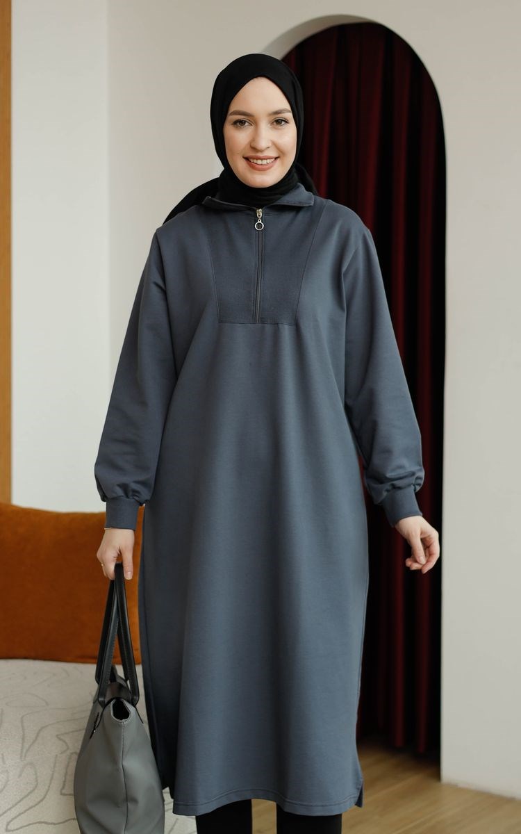 Yarım Fermuarlı 120 cm Sweat Füme