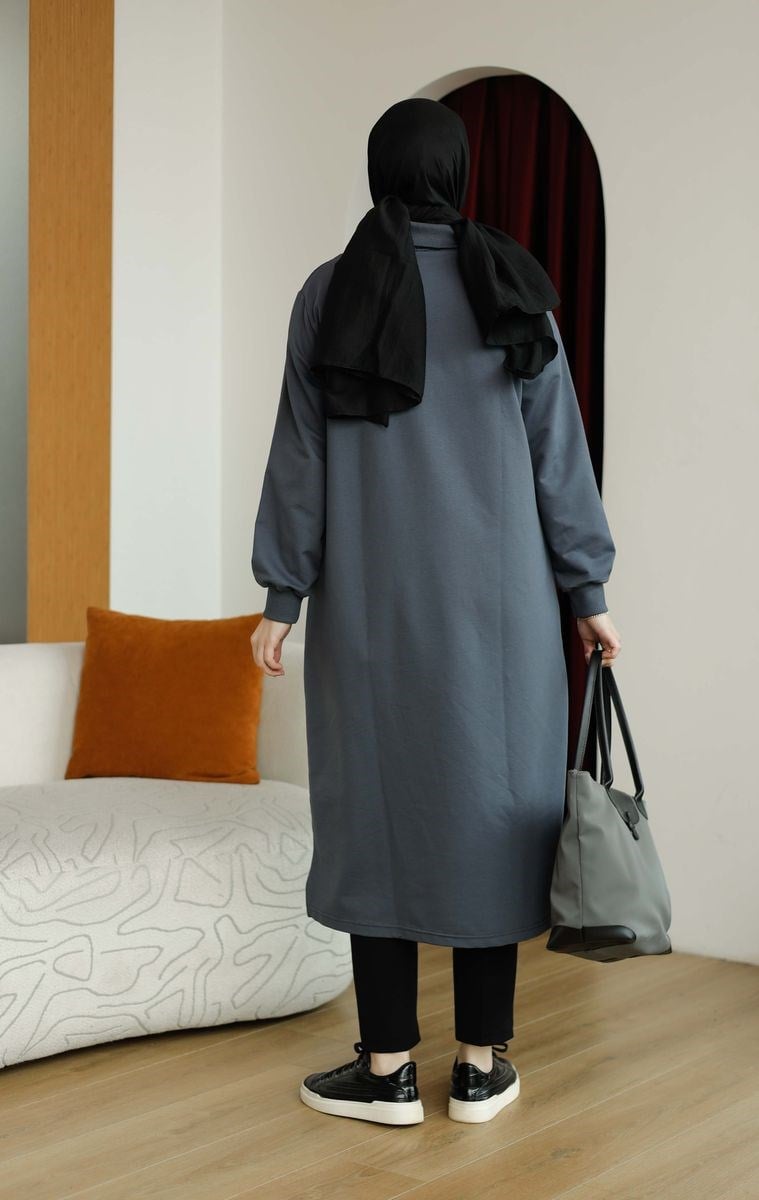 Yarım Fermuarlı 120 cm Sweat Füme