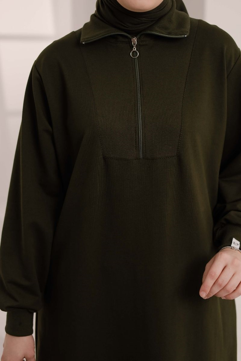 Yarım Fermuarlı 120 cm Sweat Haki