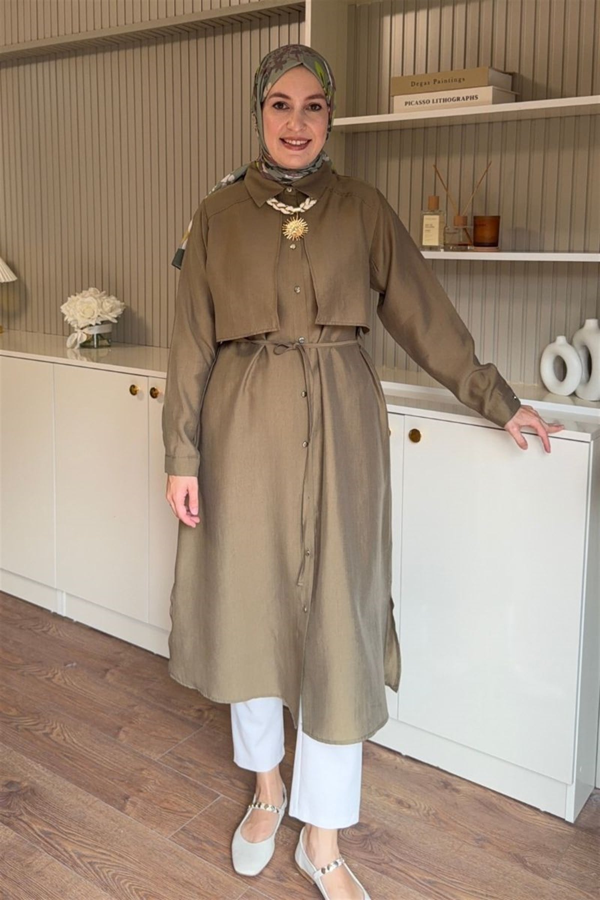 Allerli Uzun Tesla Tunik Olive