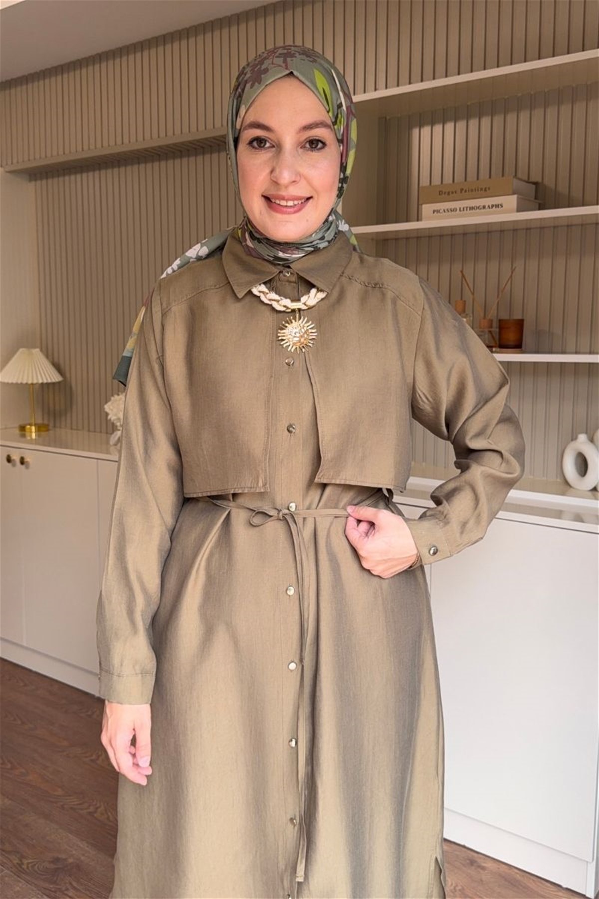 Allerli Uzun Tesla Tunik Olive