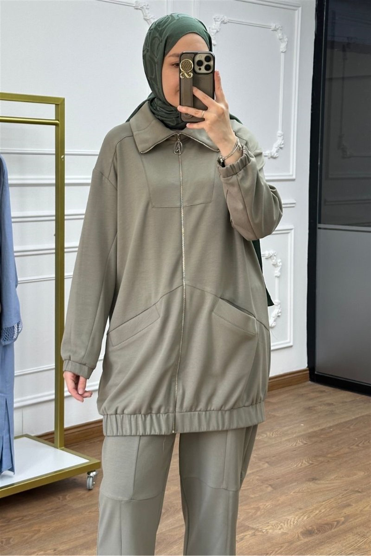 Armine Trend Cepli Fermuarlı İkili Takım Soft Haki