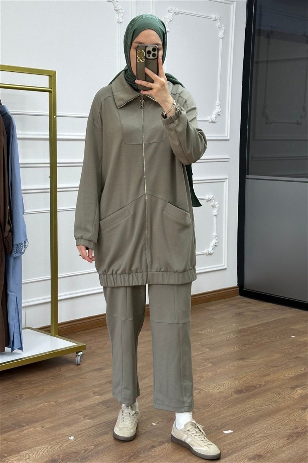 Armine Trend Cepli Fermuarlı İkili Takım Soft Haki