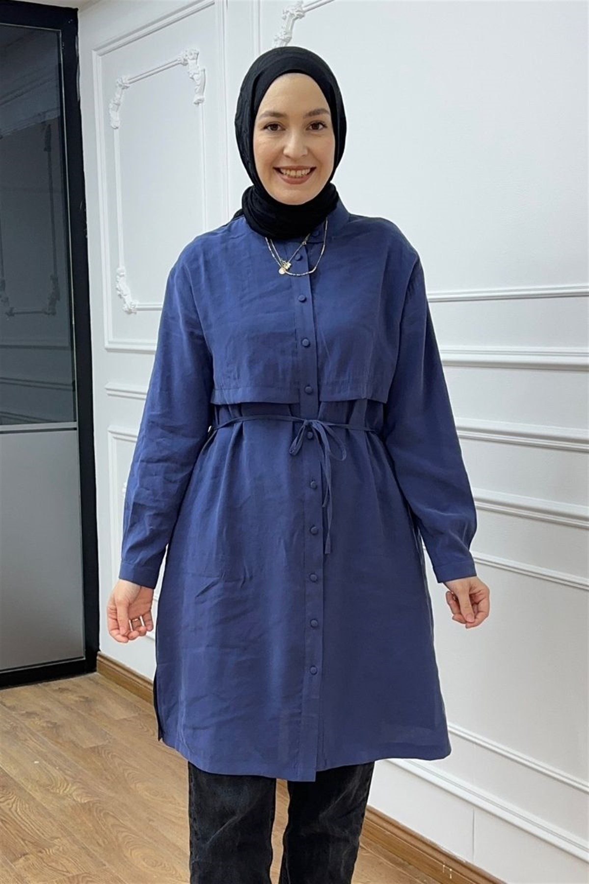 Armine Trend Seyyar Kemerli Tunik İndigo