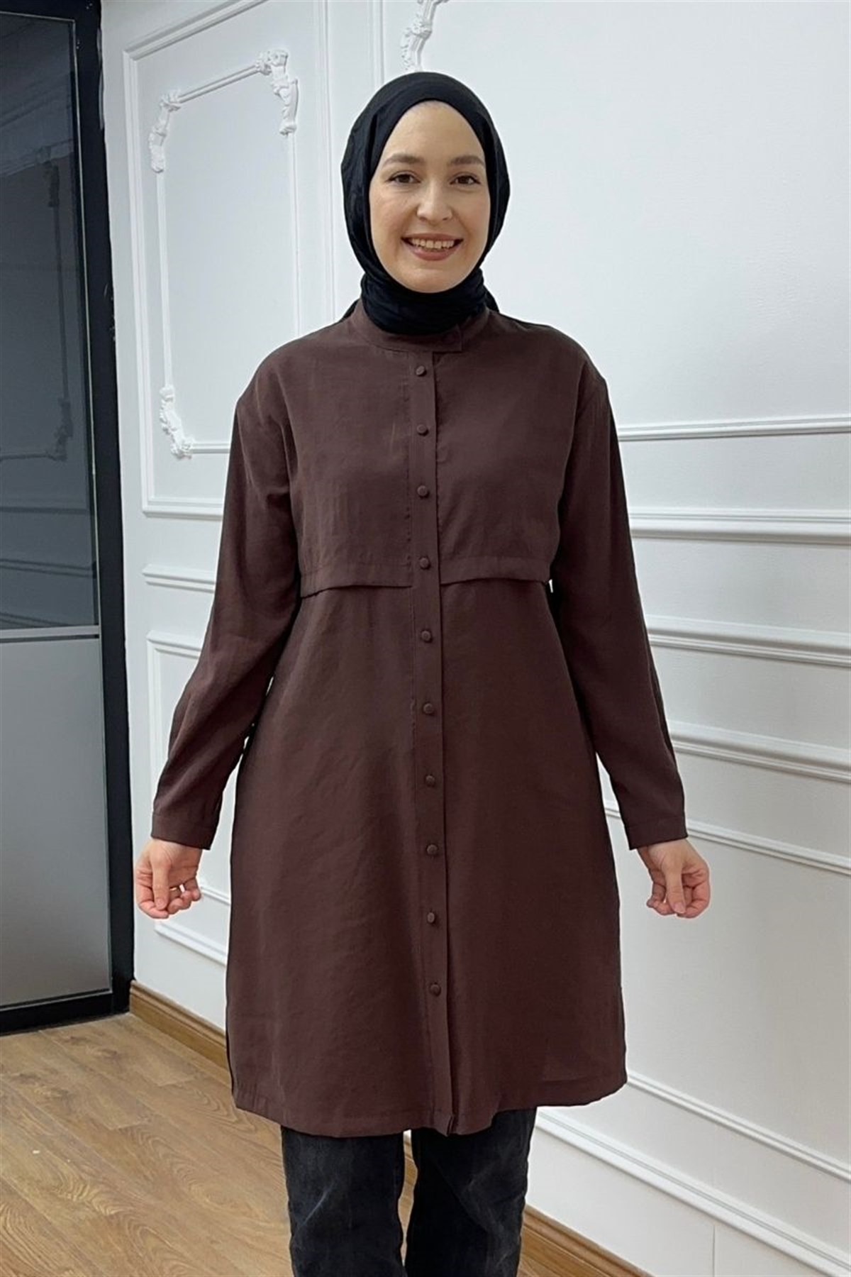 Armine Trend Seyyar Kemerli Tunik Kahve