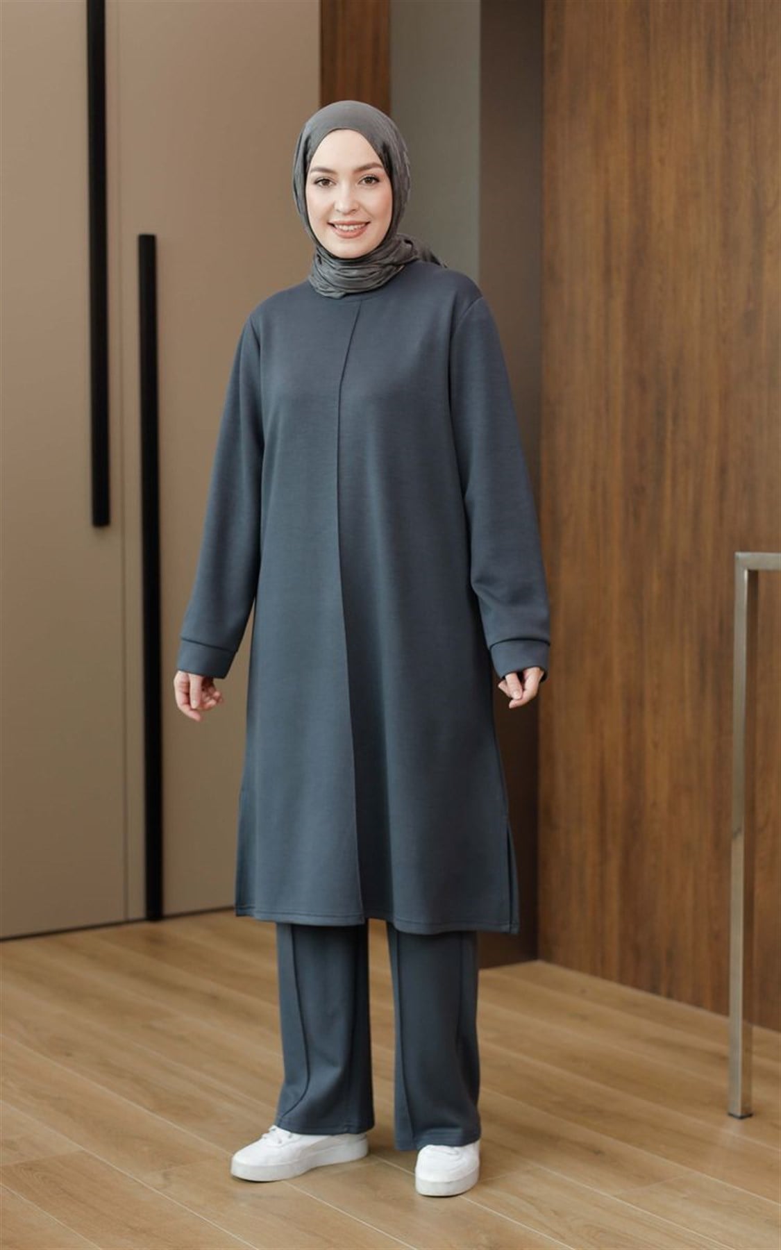 Basic Oysho Uzun İkili Takım Füme