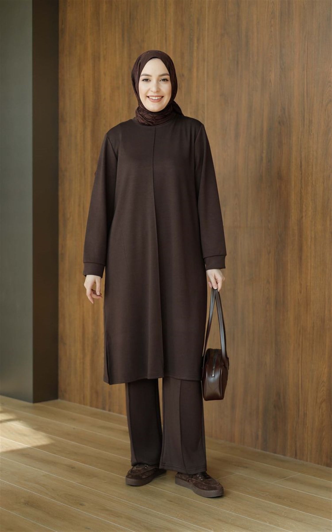 Basic Oysho Uzun İkili Takım Kahve