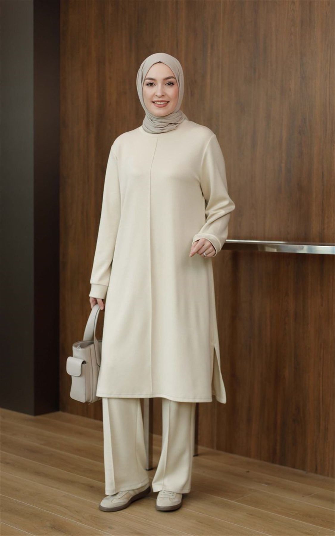 Basic Oysho Uzun İkili Takım Krem