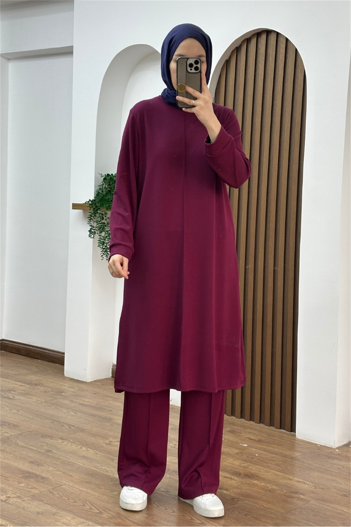 Basic Oysho Uzun İkili Takım Mürdüm