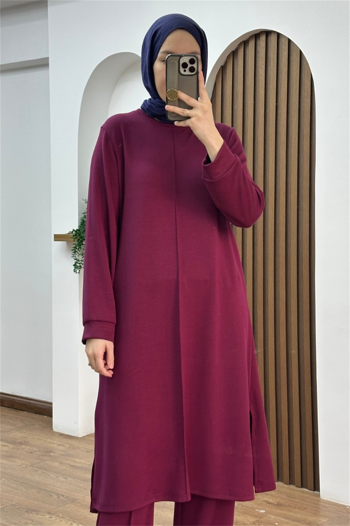 Basic Oysho Uzun İkili Takım Mürdüm