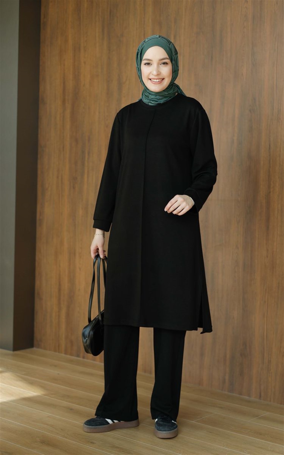 Basic Oysho Uzun İkili Takım Siyah