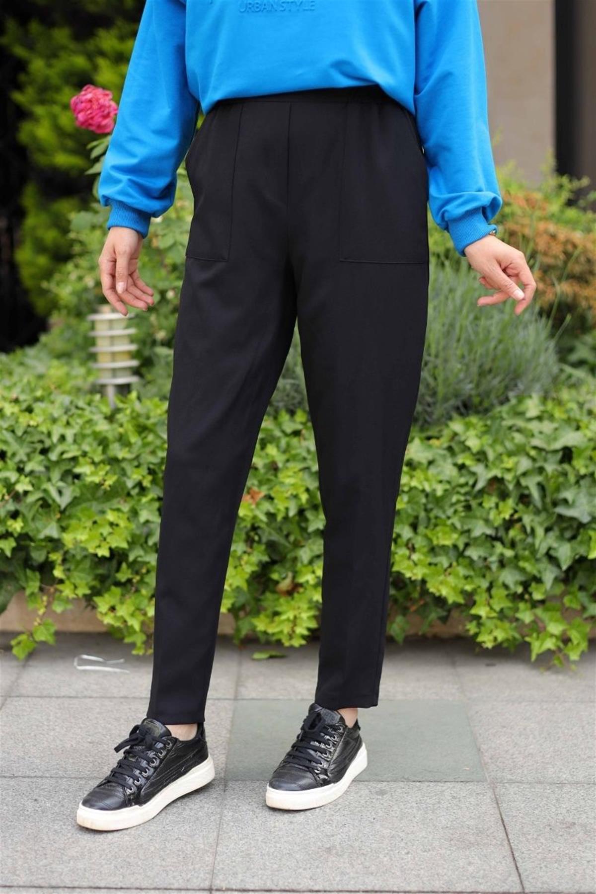 Cepli Krep Pantolon Siyah