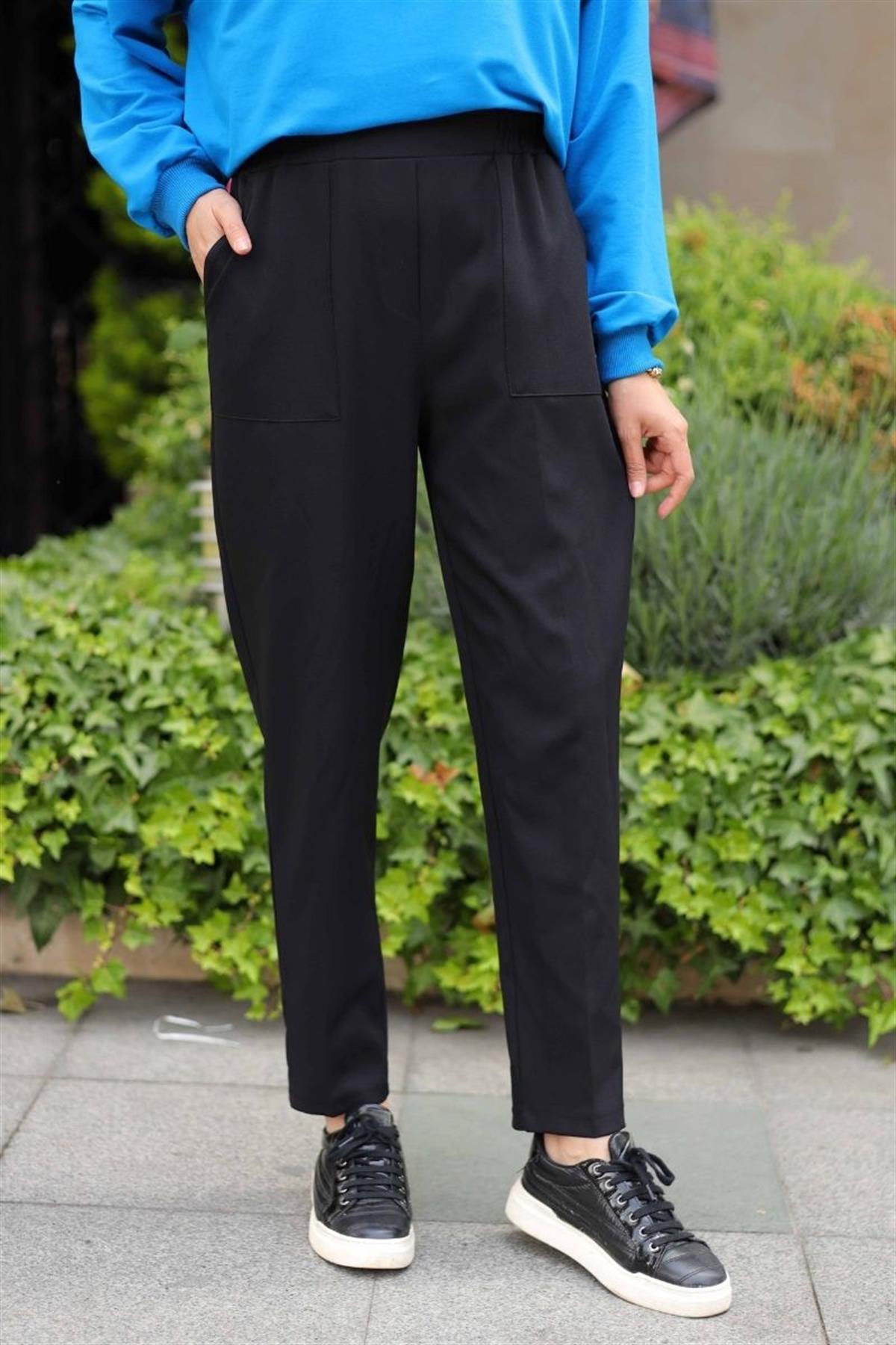 Cepli Krep Pantolon Siyah