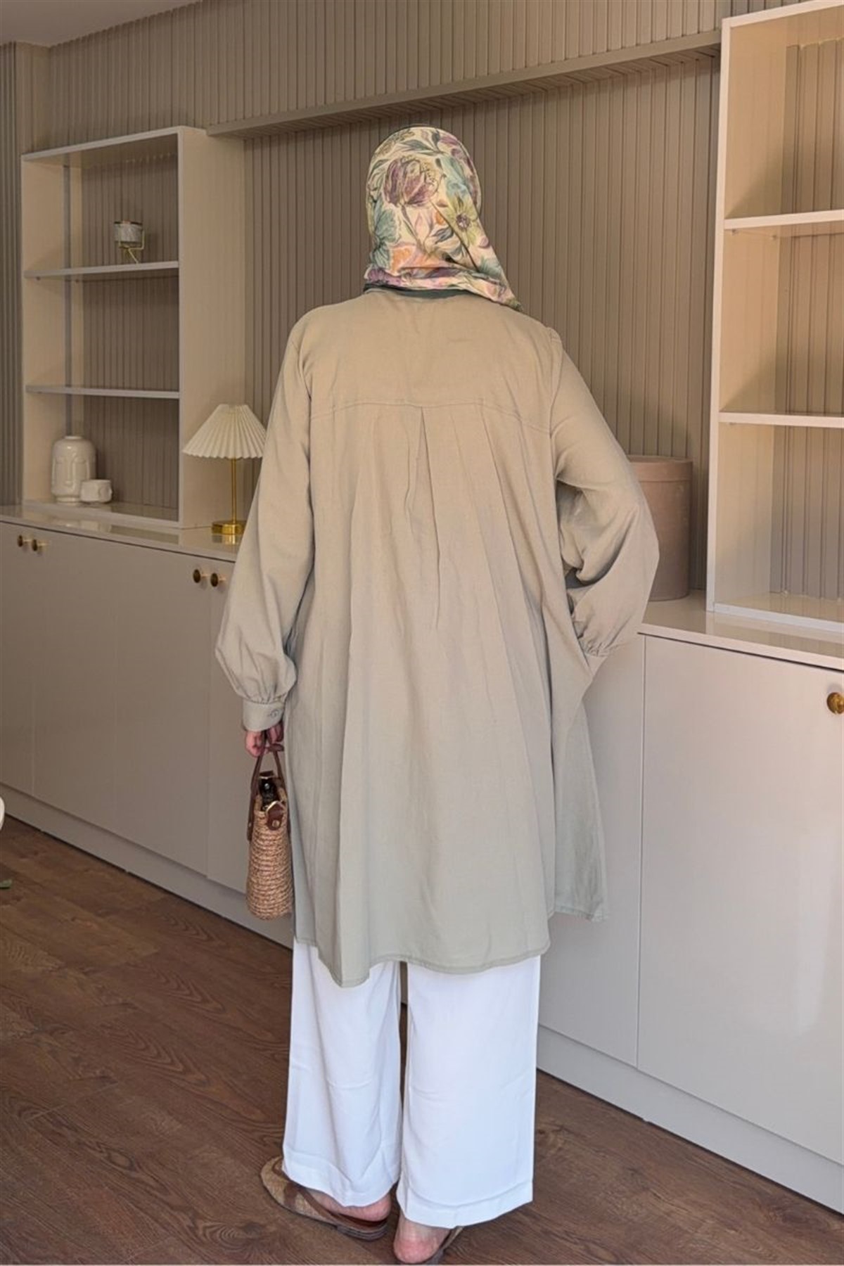 Cepli Pamuklu Basic Uzun Tunik Çağla 
