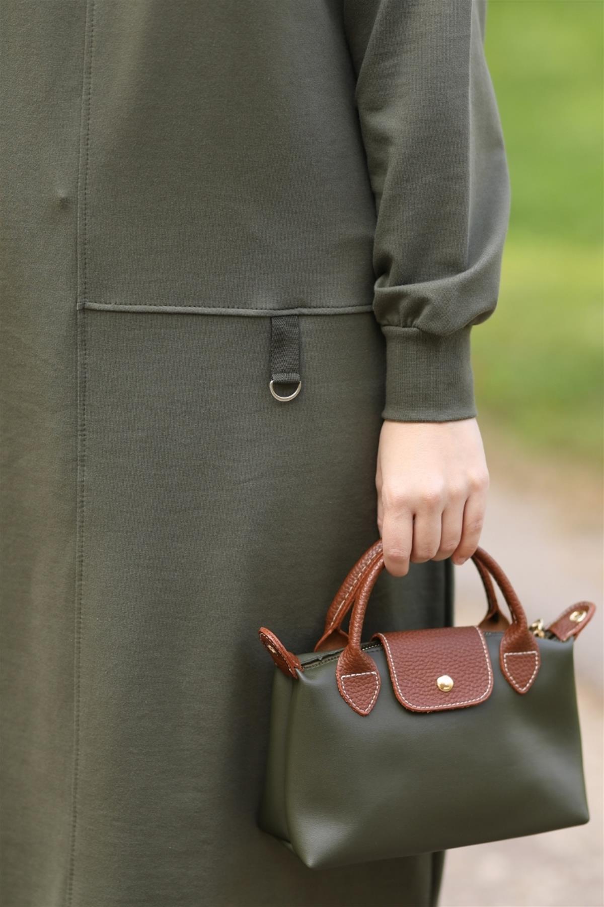 D Tokalı Uzun Sweat Haki